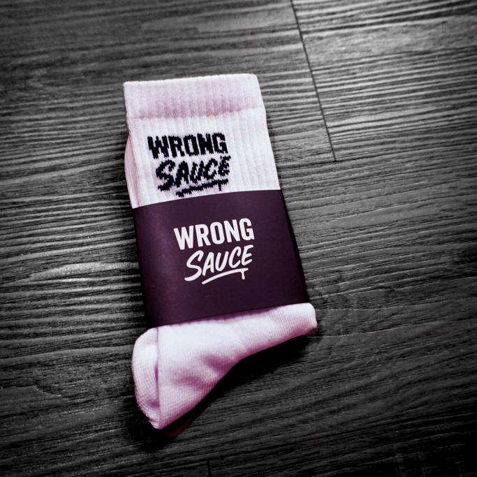 Wrong Sauce Crew Socks - WHITE