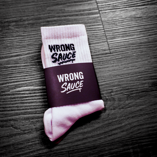 Wrong Sauce Crew Socks - WHITE