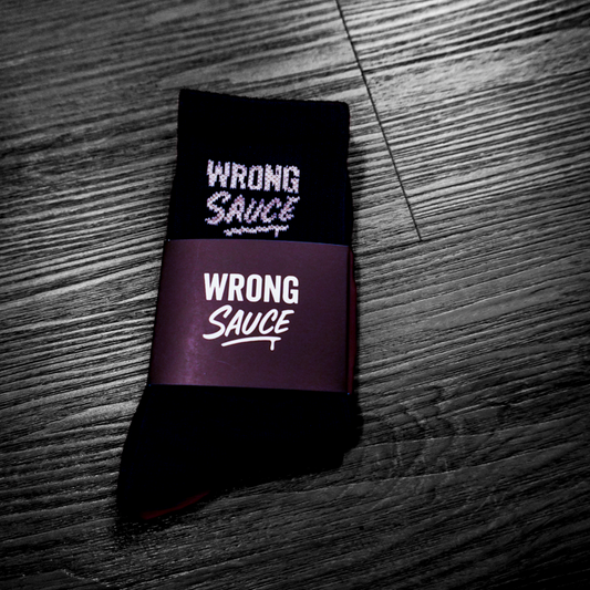 Wrong Sauce Crew Socks - BLACK