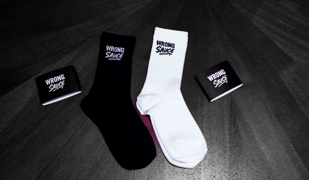Wrong Sauce Crew Socks - WHITE